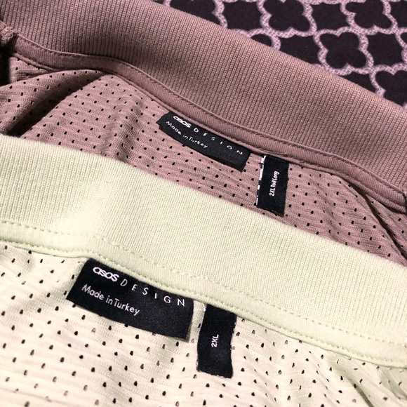 ASOS Design Mens Vented Bundle Sz 2XL Polo Light Green Gray (2) - Picture 3 of 3